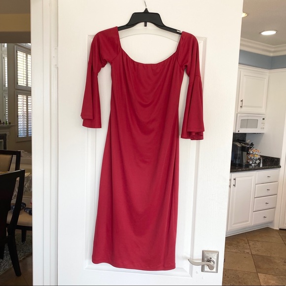 house of harlow x revolve red bell sleeve dress - Picture 1 of 5